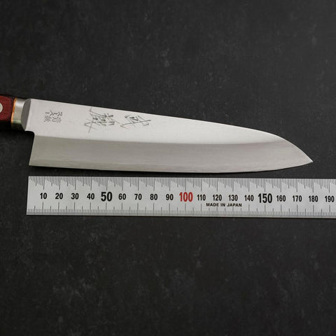 Gyuto Stainless Clad Blue Super Polished Western Black Red Handle 180mm-[Musashi]-[Japanese-Kitchen-Knives]