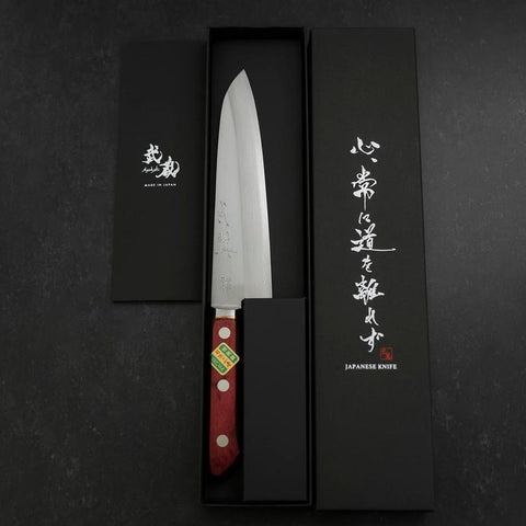 Gyuto Stainless Clad Blue Super Polished Western Black Red Handle 180mm-[Musashi]-[Japanese-Kitchen-Knives]