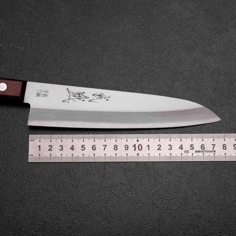 Gyuto Stainless Clad Blue Super Polished Western Black Red Handle 180mm (Tsuba-nashi)-[Musashi]-[Japanese-Kitchen-Knives]