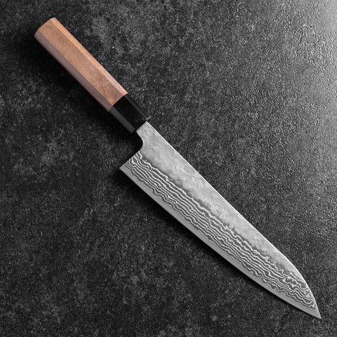Gyuto Sweden Stainless Steel Nashiji Washi Damascus Black Walnut Handle 210mm (8.3”)-[Musashi]-[Japanese-Kitchen-Knives]