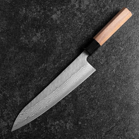 Gyuto Sweden Stainless Steel Nashiji Washi Damascus Black Walnut Handle 210mm-[Musashi]-[Japanese-Kitchen-Knives]