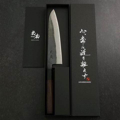 Gyuto V-Toku 2 Kurouchi Damascus Buffalo Ebony Handle 185mm-[Musashi]-[Japanese-Kitchen-Knives]