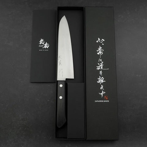 Gyuto VG-1 Polished Western Black Handle 180mm (Tsuba-nashi)-[Musashi]-[Japanese-Kitchen-Knives]