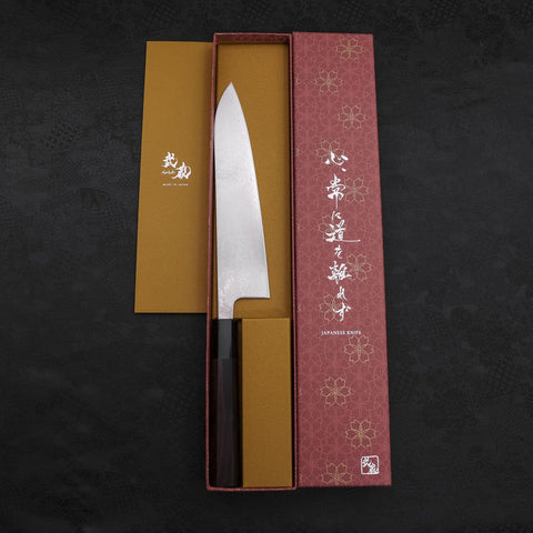 Gyuto VG-10 Damascus Black Buffalo Ebony Handle 210mm-[Musashi]-[Japanese-Kitchen-Knives]