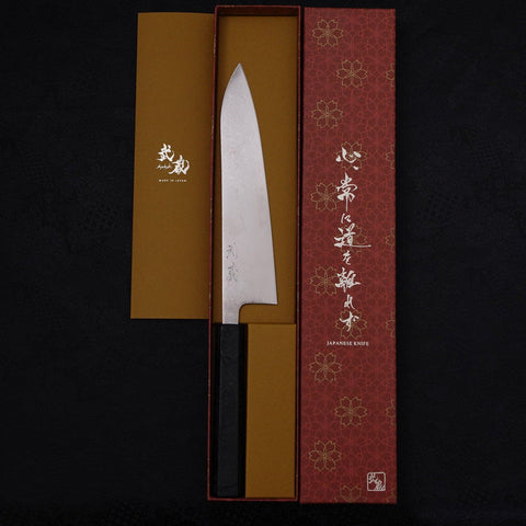 Gyuto VG-10 Damascus Black Ishime Urushi Handle 210mm-[Musashi]-[Japanese-Kitchen-Knives]