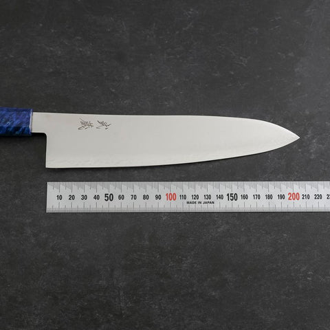 Gyuto VG-10 Damascus Blue Birch Handle 210mm (8.3”)-[Musashi]-[Japanese-Kitchen-Knives]
