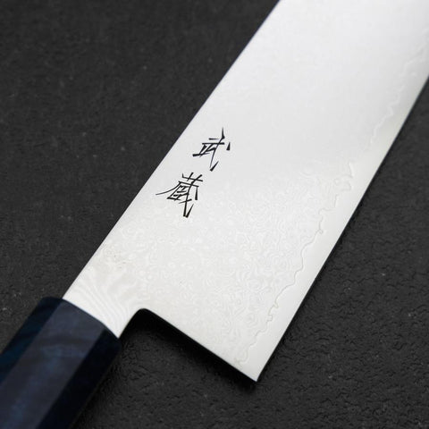 Gyuto VG-10 Damascus Blue Birch Handle 240mm (9.4”)-[Musashi]-[Japanese-Kitchen-Knives]