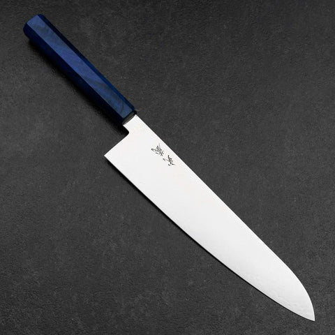 Gyuto VG-10 Damascus Blue Birch Handle 240mm (9.4”)-[Musashi]-[Japanese-Kitchen-Knives]