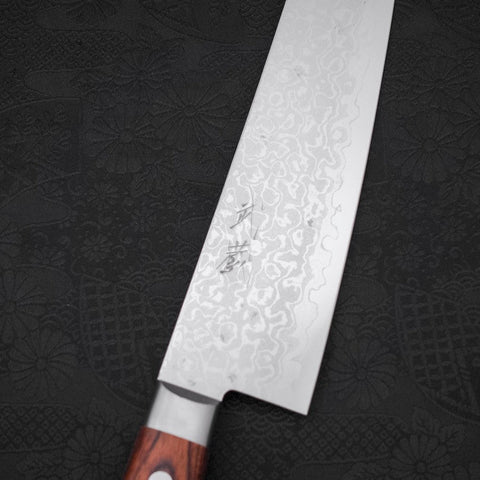 Gyuto VG-10 Damascus Mahogany Handle 210mm-[Musashi]-[Japanese-Kitchen-Knives]