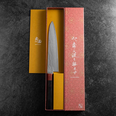 Gyuto VG-10 Damascus Shitan Ebony Handle 210mm (8.3”)-[Musashi]-[Japanese-Kitchen-Knives]