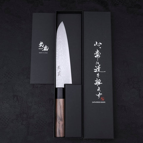 Gyuto VG-10 Damascus Walnut Handle 180mm-[Musashi]-[Japanese-Kitchen-Knives]