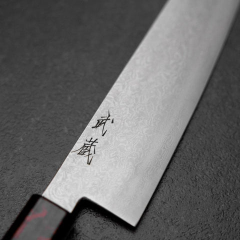 Gyuto VG-10 Damascus Yamanaka Black Urushi Handle 210mm (8.3”)-[Musashi]-[Japanese-Kitchen-Knives]