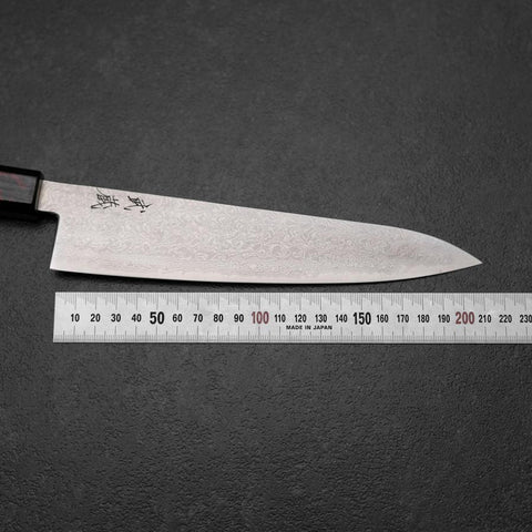 Gyuto VG-10 Damascus Yamanaka Black Urushi Handle 210mm (8.3”)-[Musashi]-[Japanese-Kitchen-Knives]
