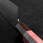 Gyuto VG-10 Mirror Tsuchime Damascus Dark Pink Buffalo Maple Handle 210mm (8.3”)-[Musashi]-[Japanese-Kitchen-Knives]