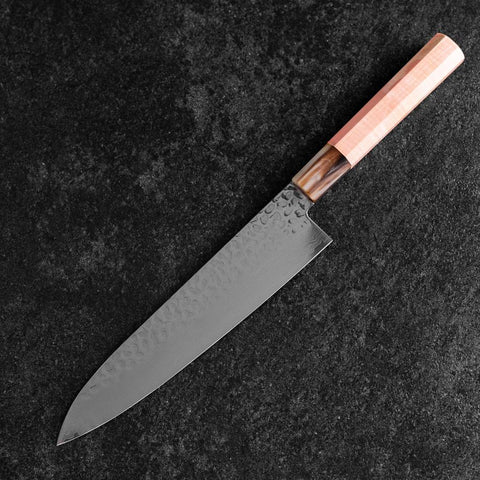 Gyuto VG-10 Mirror Tsuchime Damascus Light Pink Buffalo Maple Handle 210mm-[Musashi]-[Japanese-Kitchen-Knives]