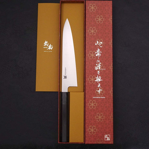 Gyuto VG-10 Polished Double Buffalo Ebony Handle 210mm-[Musashi]-[Japanese-Kitchen-Knives]