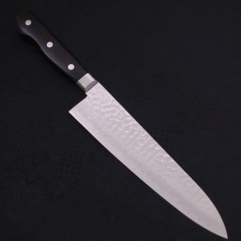Gyuto VG-10 Tsuchime Damascus Western Black Handle 210mm-[Musashi]-[Japanese-Kitchen-Knives]