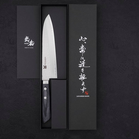 Gyuto VG-10 Tsuchime Damascus Western Dark Blue Handle 180mm-[Musashi]-[Japanese-Kitchen-Knives]