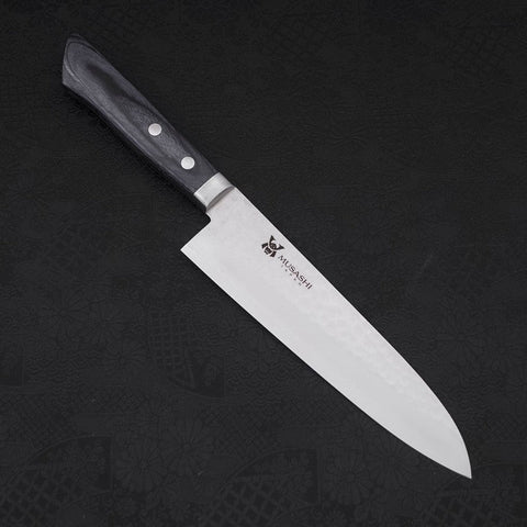 Gyuto VG-10 Tsuchime Damascus Western Dark Blue Handle 180mm-[Musashi]-[Japanese-Kitchen-Knives]