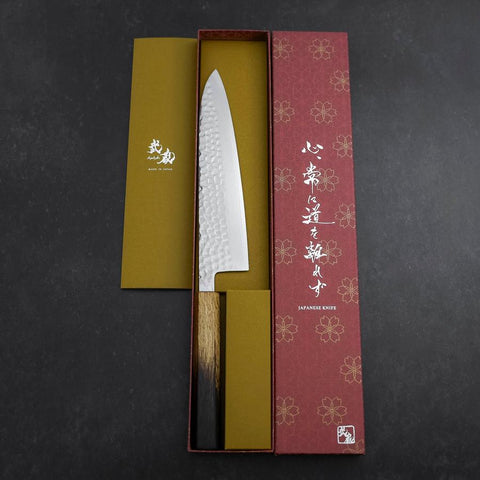 Gyuto VG-10 Tsuchime Damascus Yaki Urushi Handle 210mm (8.3”)-[Musashi]-[Japanese-Kitchen-Knives]