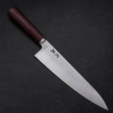 Gyuto VG-10 Tsuchime Oval Mahogany Handle 200mm-[Musashi]-[Japanese-Kitchen-Knives]