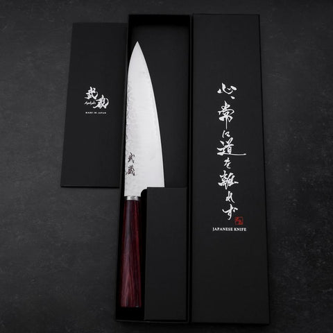 Gyuto VG-10 Tsuchime Oval Red Handle 180mm-[Musashi]-[Japanese-Kitchen-Knives]