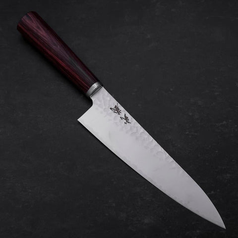 Gyuto VG-10 Tsuchime Oval Red Handle 180mm-[Musashi]-[Japanese-Kitchen-Knives]