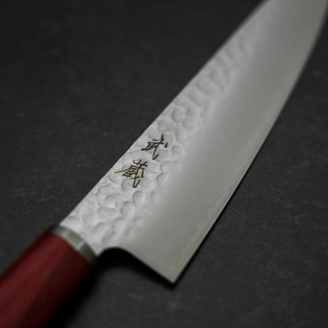 Gyuto VG-10 Tsuchime Western Red Handle 185mm-[Musashi]-[Japanese-Kitchen-Knives]