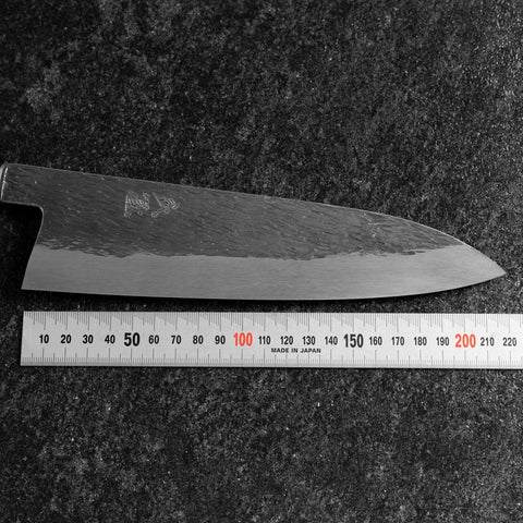 Gyuto White Steel #1 Kurouchi Tsuchime Buffalo Ebony Handle 210mm (8.3”)-[Musashi]-[Japanese-Kitchen-Knives]