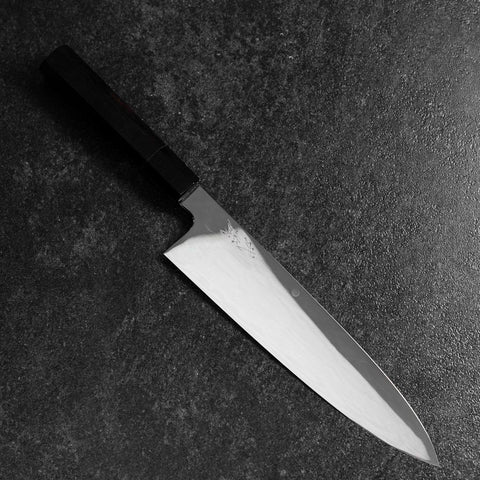 Gyuto White Steel #1 Mirror Moon-Fuji Water Honyaki Buffalo Ebony Handle With Sheath 240mm (9.4”)-[Musashi]-[Japanese-Kitchen-Knives]