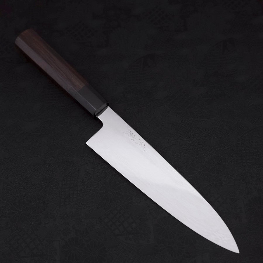 Gyuto White Steel #1 Mirror Water Honyaki Buffalo Ebony Handle With Sheath 210mm (8.3”)-[Musashi]-[Japanese-Kitchen-Knives]
