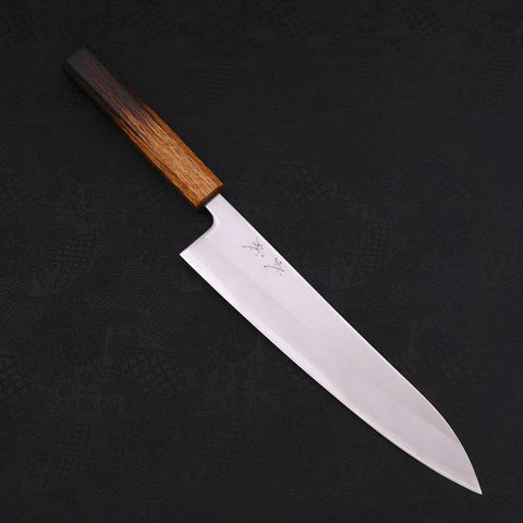 Gyuto White Steel #1 Polished Yaki Urushi Handle 240mm (9.4”)-[Musashi]-[Japanese-Kitchen-Knives]