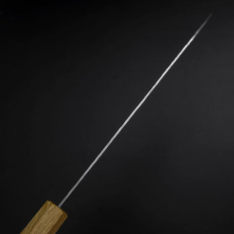 Gyuto White Steel #1 Tsuchime Oak Handle 210mm (8.3”)-[Musashi]-[Japanese-Kitchen-Knives]