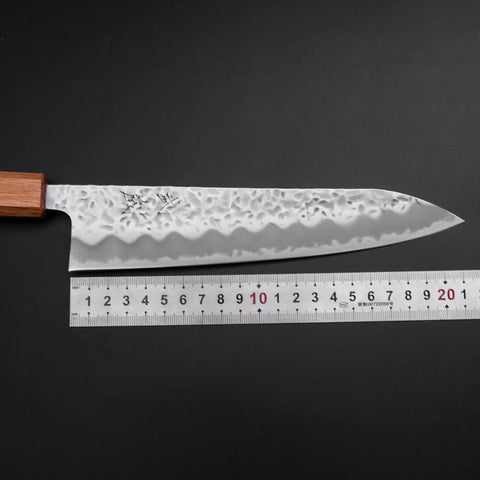 Gyuto White Steel #1 Tsuchime Oak Handle 210mm-[Musashi]-[Japanese-Kitchen-Knives]