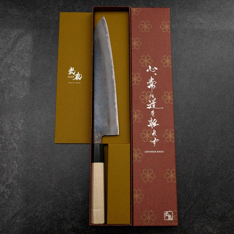 Gyuto White Steel #2 Kurouchi Mango de Magnolia con Cuerno de Búfalo 240mm
