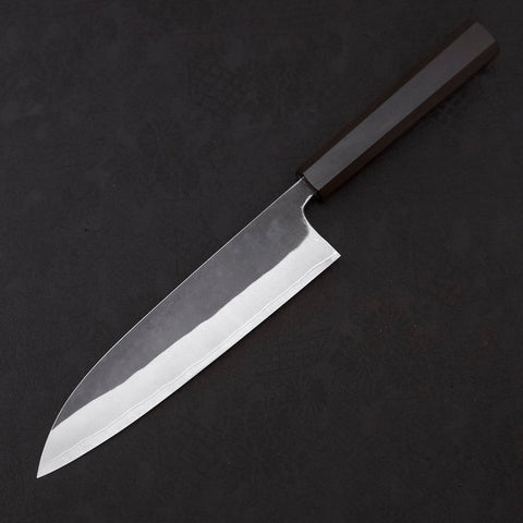 Gyuto White Steel #2 Kurouchi Stainless Clad Ebony Handle 180mm-[Musashi]-[Japanese-Kitchen-Knives]