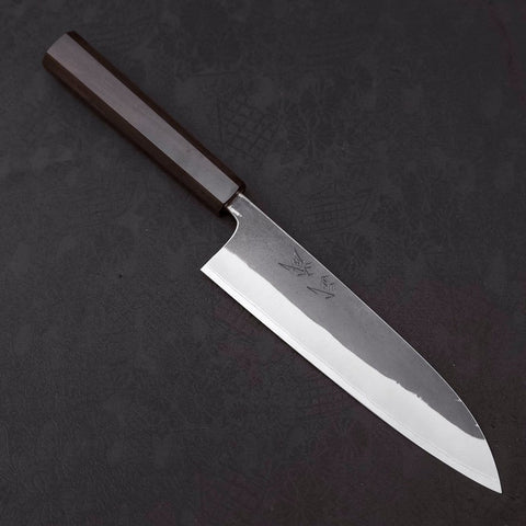 Gyuto White Steel #2 Kurouchi Stainless Clad Ebony Handle 180mm-[Musashi]-[Japanese-Kitchen-Knives]