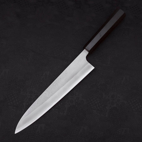 Gyuto White Steel #2 Nashiji Ebony Handle 240mm (9.4”)-[Musashi]-[Japanese-Kitchen-Knives]