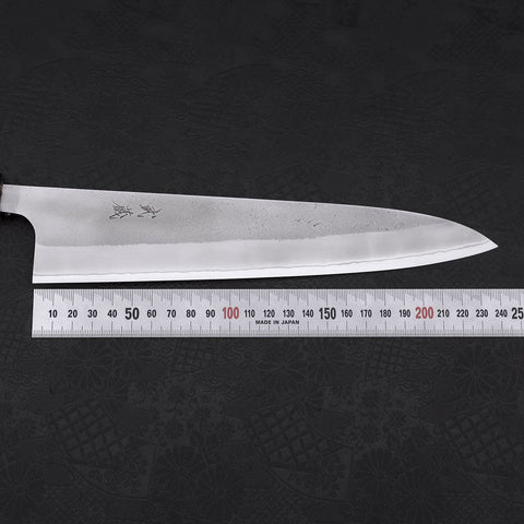 Gyuto White Steel #2 Nashiji Ebony Handle 240mm (9.4”)-[Musashi]-[Japanese-Kitchen-Knives]
