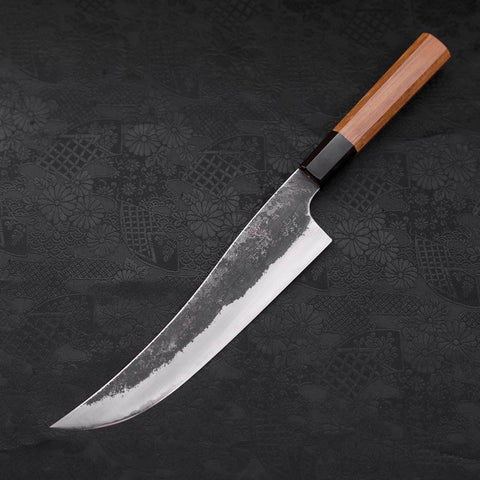 Gyuto White Steel #2 Stainless Clad Kurouchi Buffalo Teak Handle 210mm-[Musashi]-[Japanese-Kitchen-Knives]