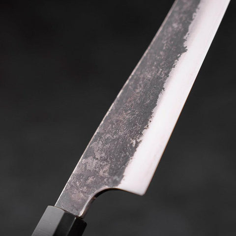 Gyuto White Steel #2 Stainless Clad Kurouchi Buffalo Teak Handle 210mm-[Musashi]-[Japanese-Kitchen-Knives]