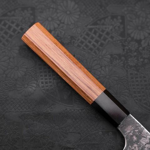 Gyuto White Steel #2 Stainless Clad Kurouchi Buffalo Teak Handle 210mm-[Musashi]-[Japanese-Kitchen-Knives]