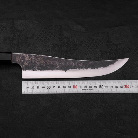 Gyuto White Steel #2 Stainless Clad Kurouchi Buffalo Teak Handle 210mm-[Musashi]-[Japanese-Kitchen-Knives]