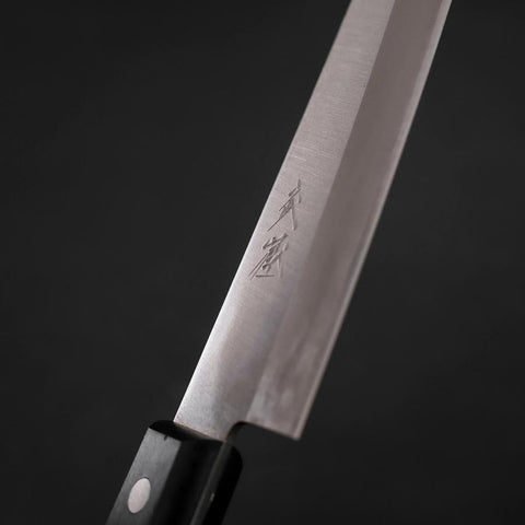 Gyuto White Steel #2 Stainless Clad Polished Western Black Handle 180mm-[Musashi]-[Japanese-Kitchen-Knives]