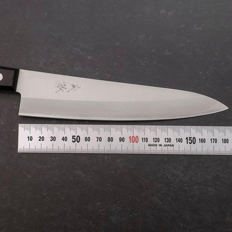 Gyuto White Steel #2 Stainless Clad Polished Western Black Handle 180mm-[Musashi]-[Japanese-Kitchen-Knives]