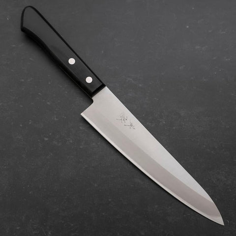Gyuto White Steel #2 Stainless Clad Polished Western Black Handle 180mm-[Musashi]-[Japanese-Kitchen-Knives]
