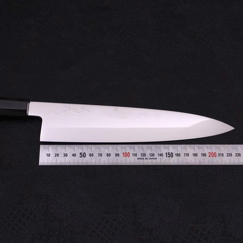 Gyuto White Steel #1 Mirror Moon-Fuji Water Honyaki Buffalo Ebony Handle With Sheath 240mm (9.4”)