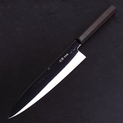 Gyuto White Steel #1 Mirror Moon-Fuji Water Honyaki Buffalo Ebony Handle With Sheath 240mm (9.4”)