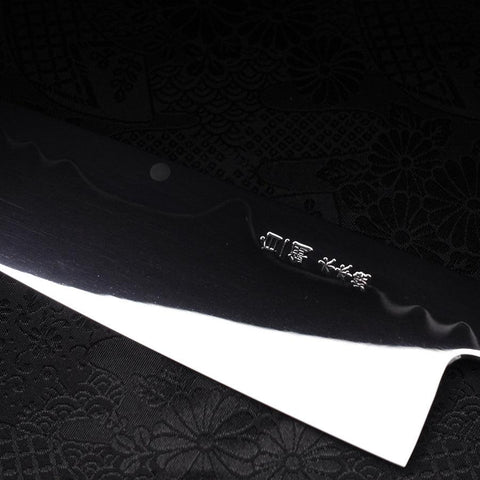 Gyuto White Steel #1 Mirror Moon-Fuji Water Honyaki Buffalo Ebony Handle With Sheath 240mm (9.4”)