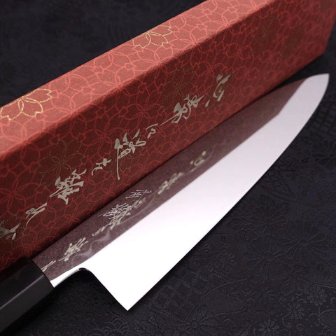Gyuto White Steel #1 Mirror Moon-Fuji Water Honyaki Buffalo Ebony Handle With Sheath 240mm (9.4”)